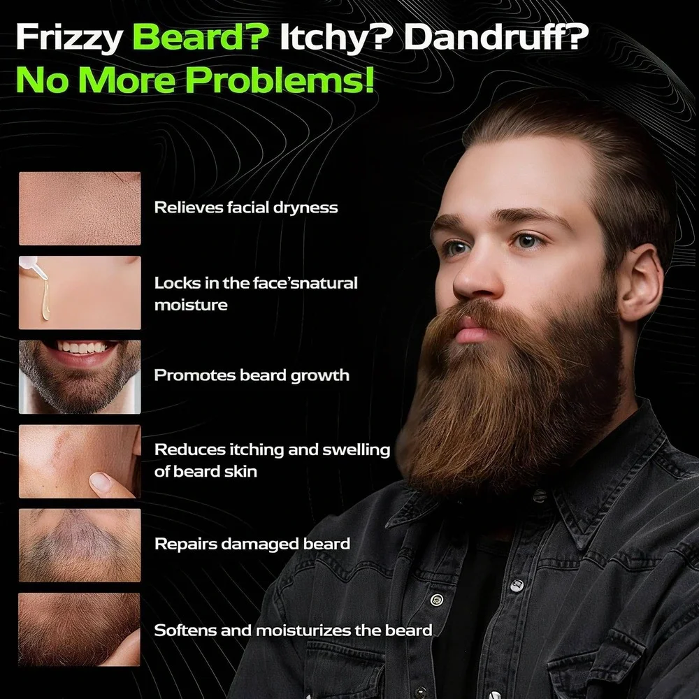Biotin 2X Beard Growth Oil Men Natural Organic Standard‎ Size One New Retro